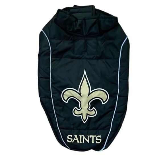 Pets First Black New Orleans Saints Puffer Vest Dog Size Medium NFL - Picture 1 of 9